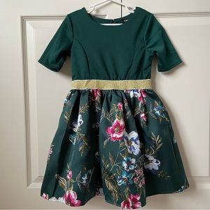 Zunie forest green dress, floral, new without tags, nwot, size 6